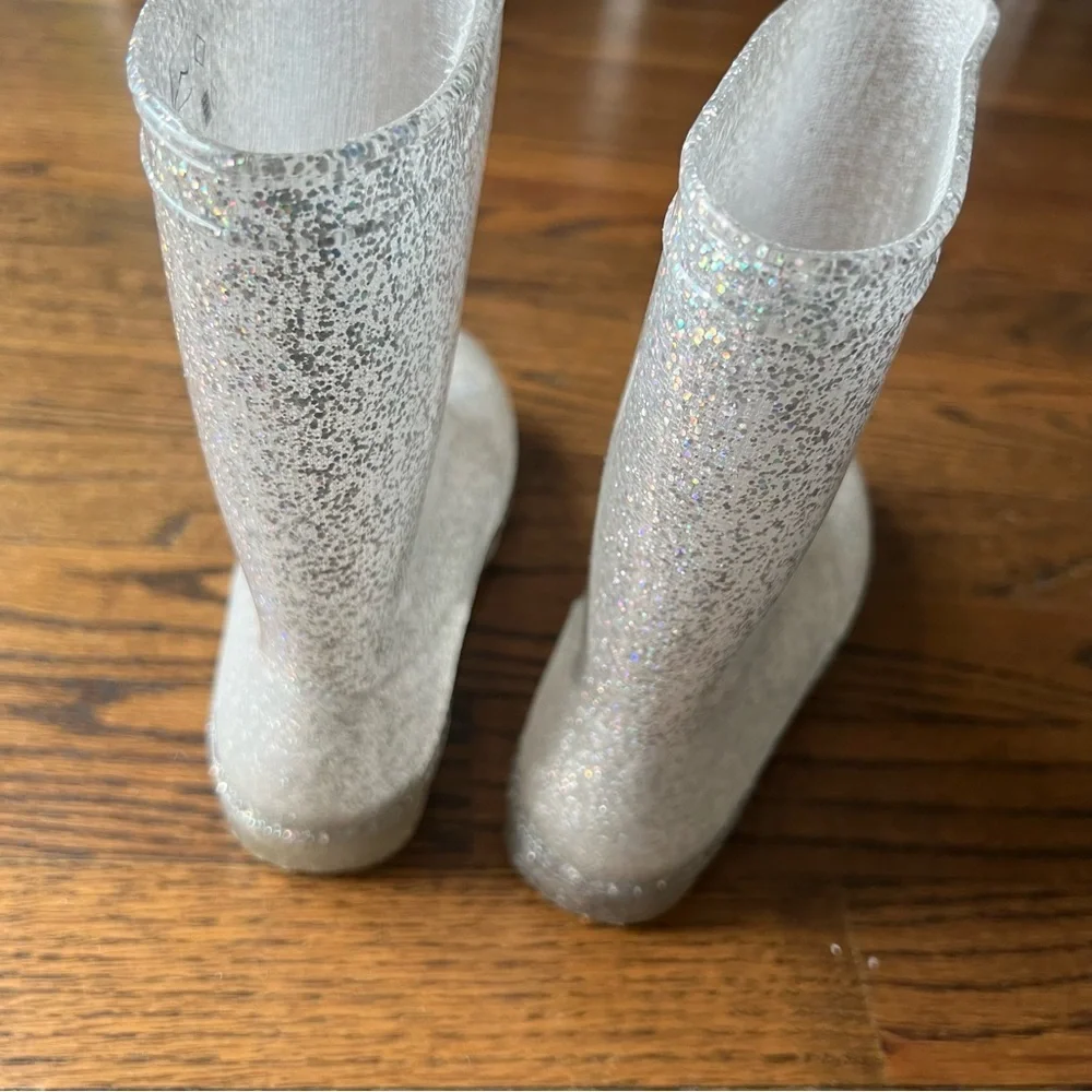 Olive & Edie Girl’s Sparkly Silver Kids Rain Boots - 1